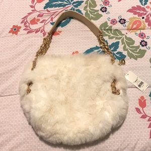 White fuzzy handbag
